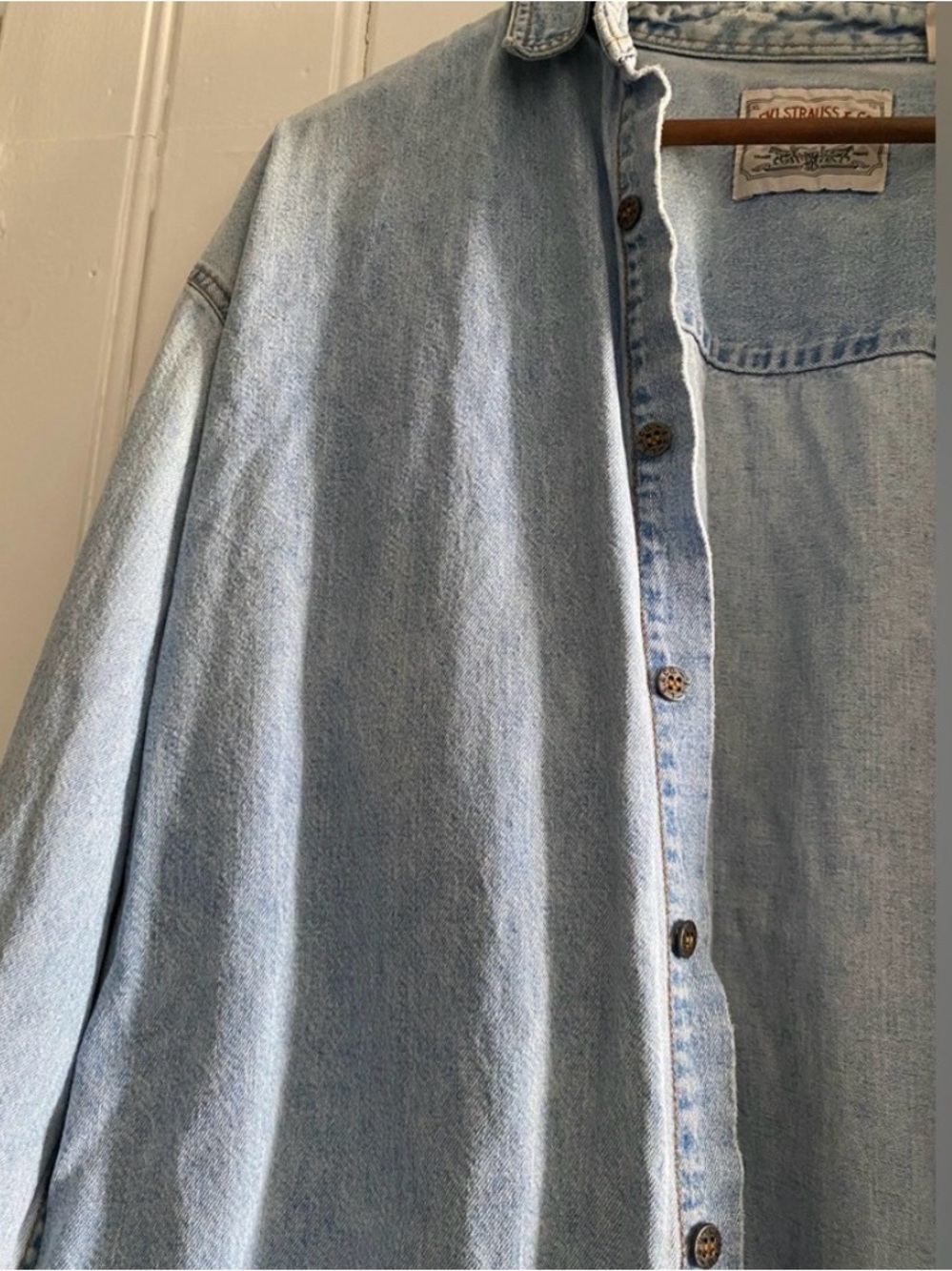 LEVI’S VINTAGE 1990 orange tab button down denim shirt size XL - Picture 10 of 13